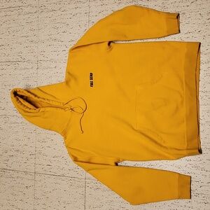 Fullsend Nelk Boys Mustard Yellow Embroidered Spell Out Pullover Hoodie Vintage